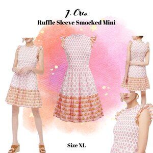 J.Crew Ruffle Sleeve Smocked Mini Dress